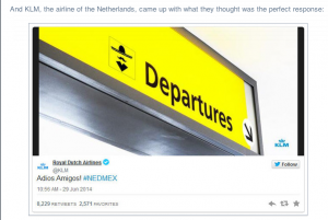 @KLM's Tweet in bad taste
