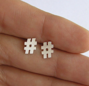 hashtag stud earrings